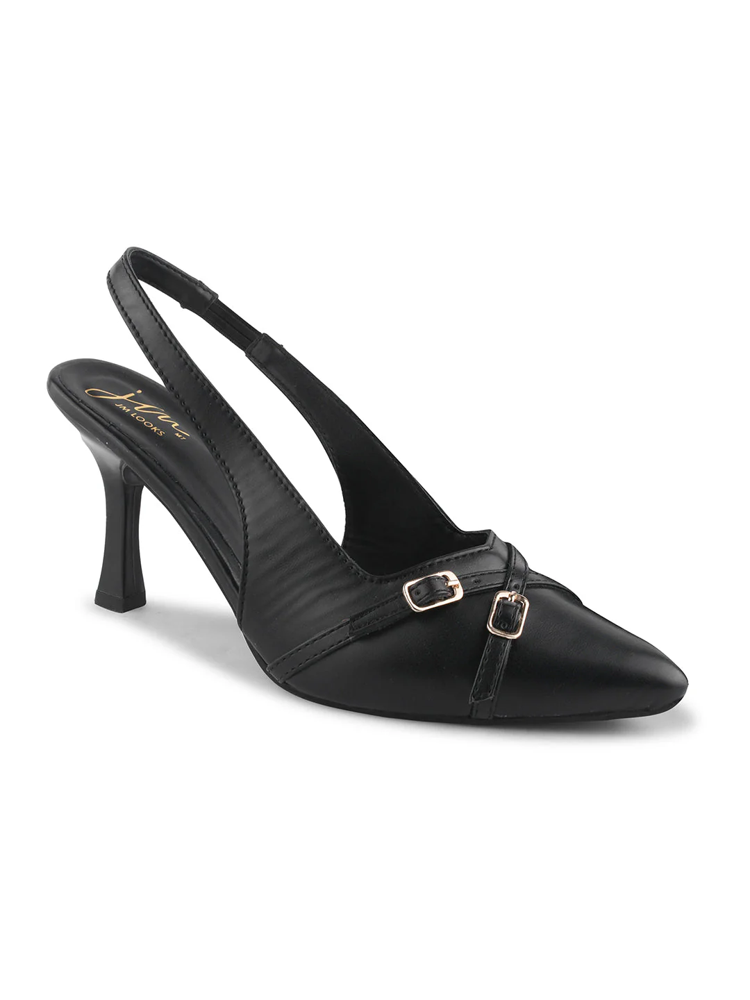 Belt buckle detail slingback stiletto pointed toe heel - Image 8
