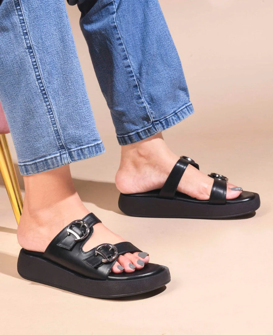 JM Looks Adjustable Buckle Platform Slides - Image 4