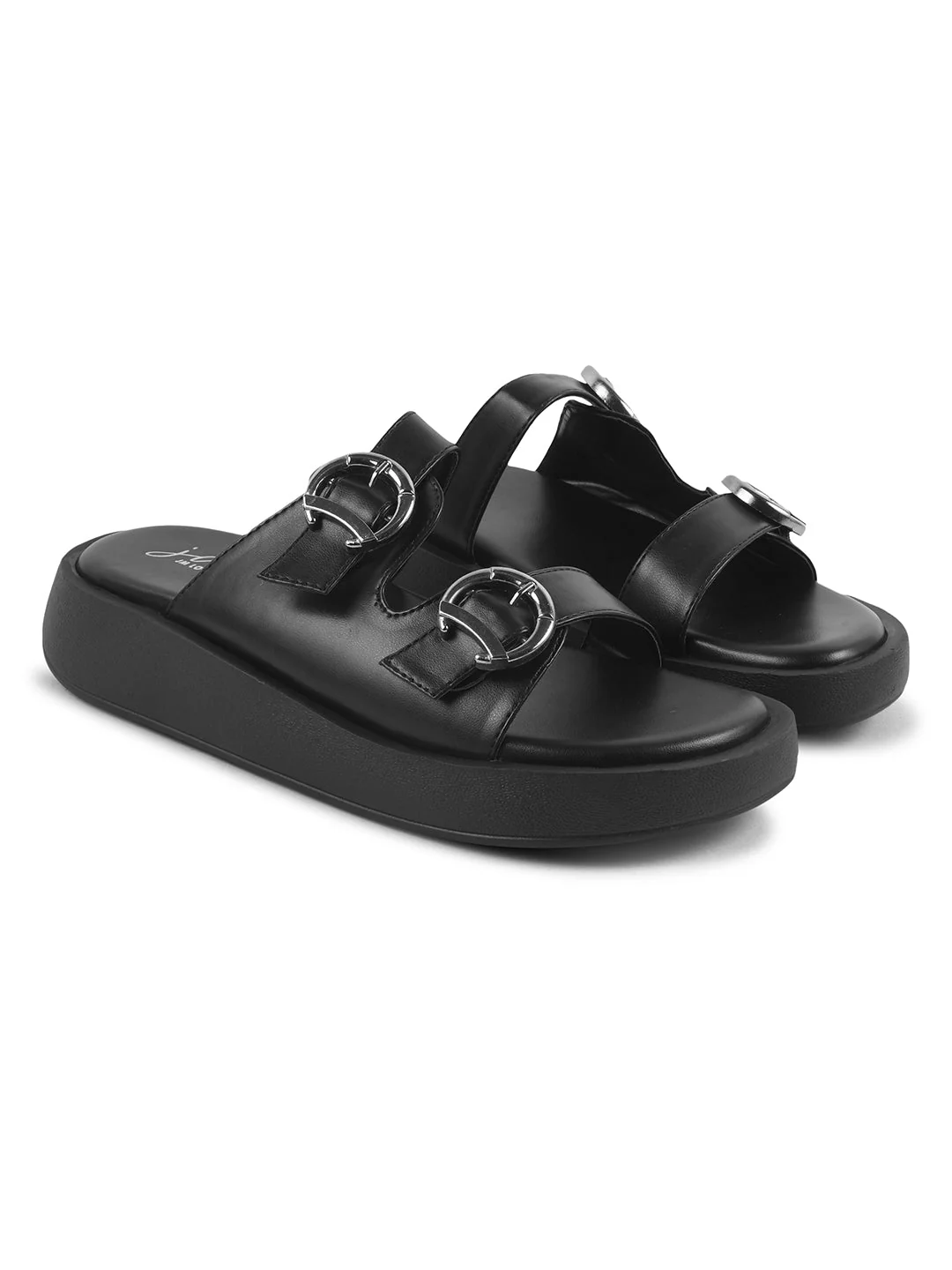 JM Looks Adjustable Buckle Platform Slides - Image 7