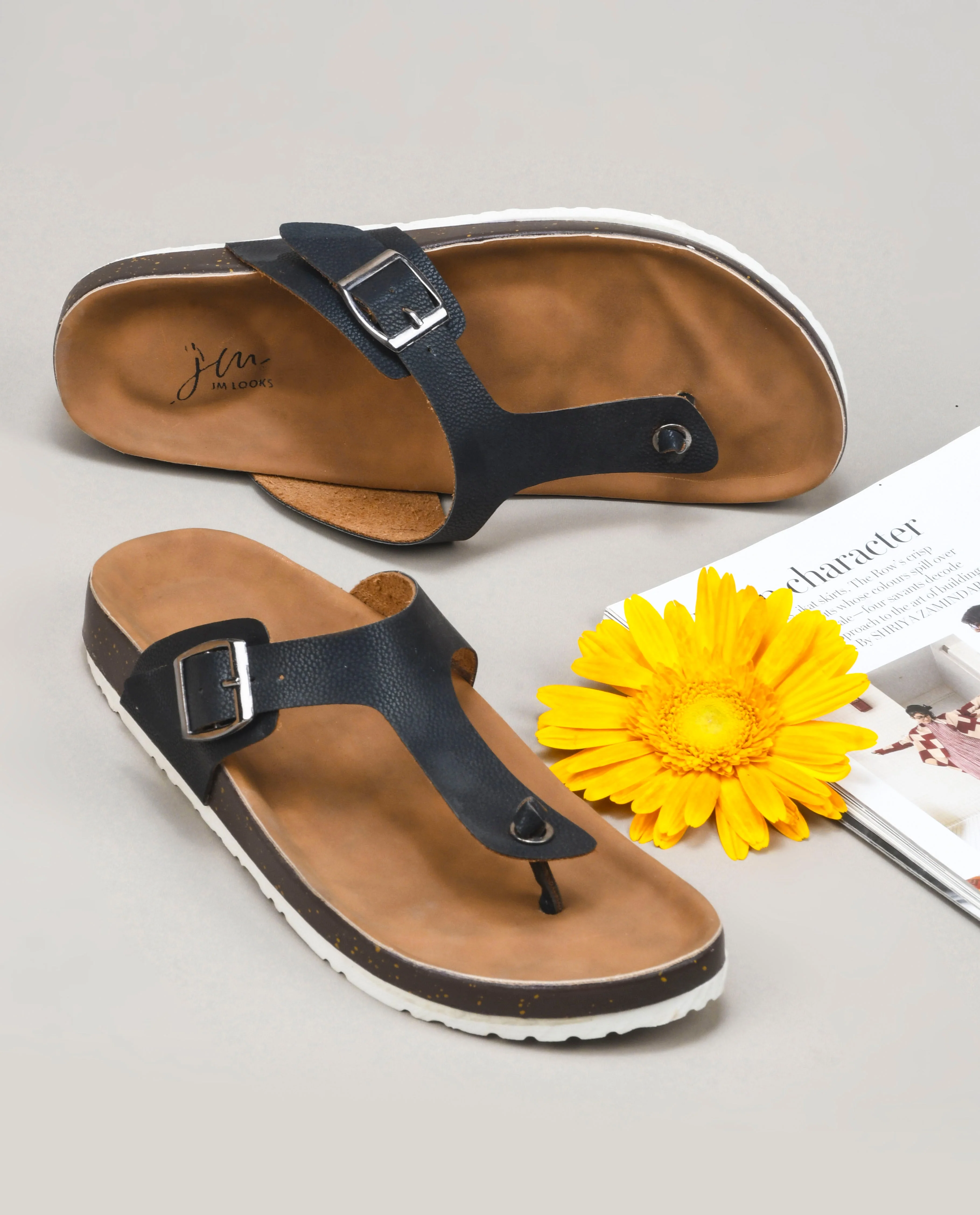 Jm Looks Buckled Thong Comfort Sandals