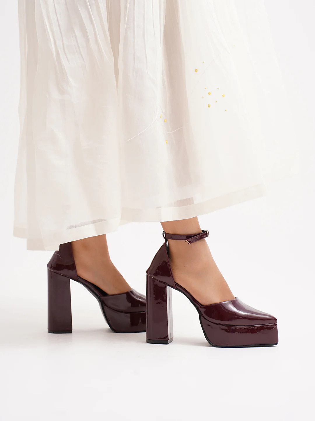 Glossy Block Platform Heels