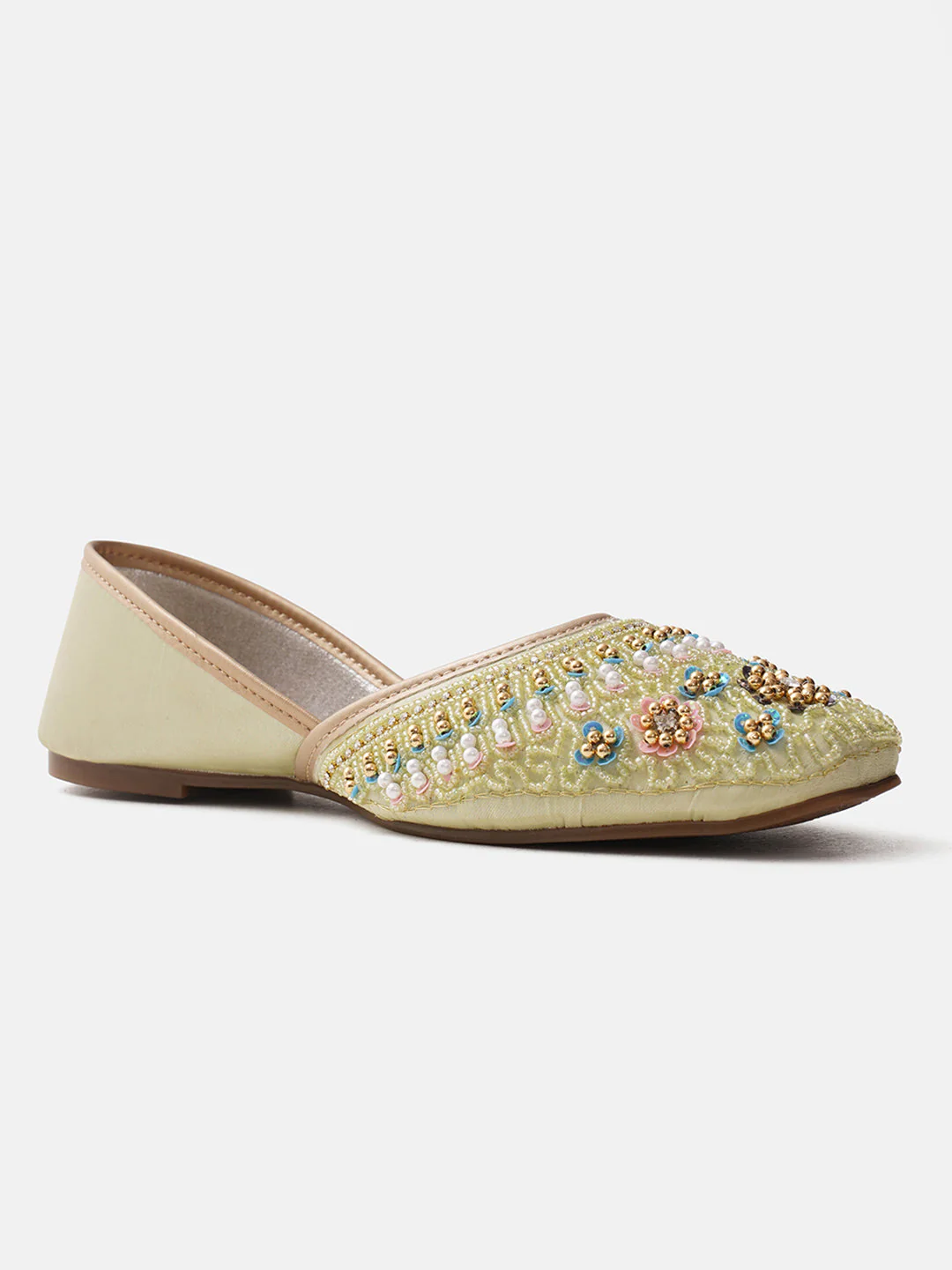 JM Looks Floral Embroidered Beaded Juttis - Image 12