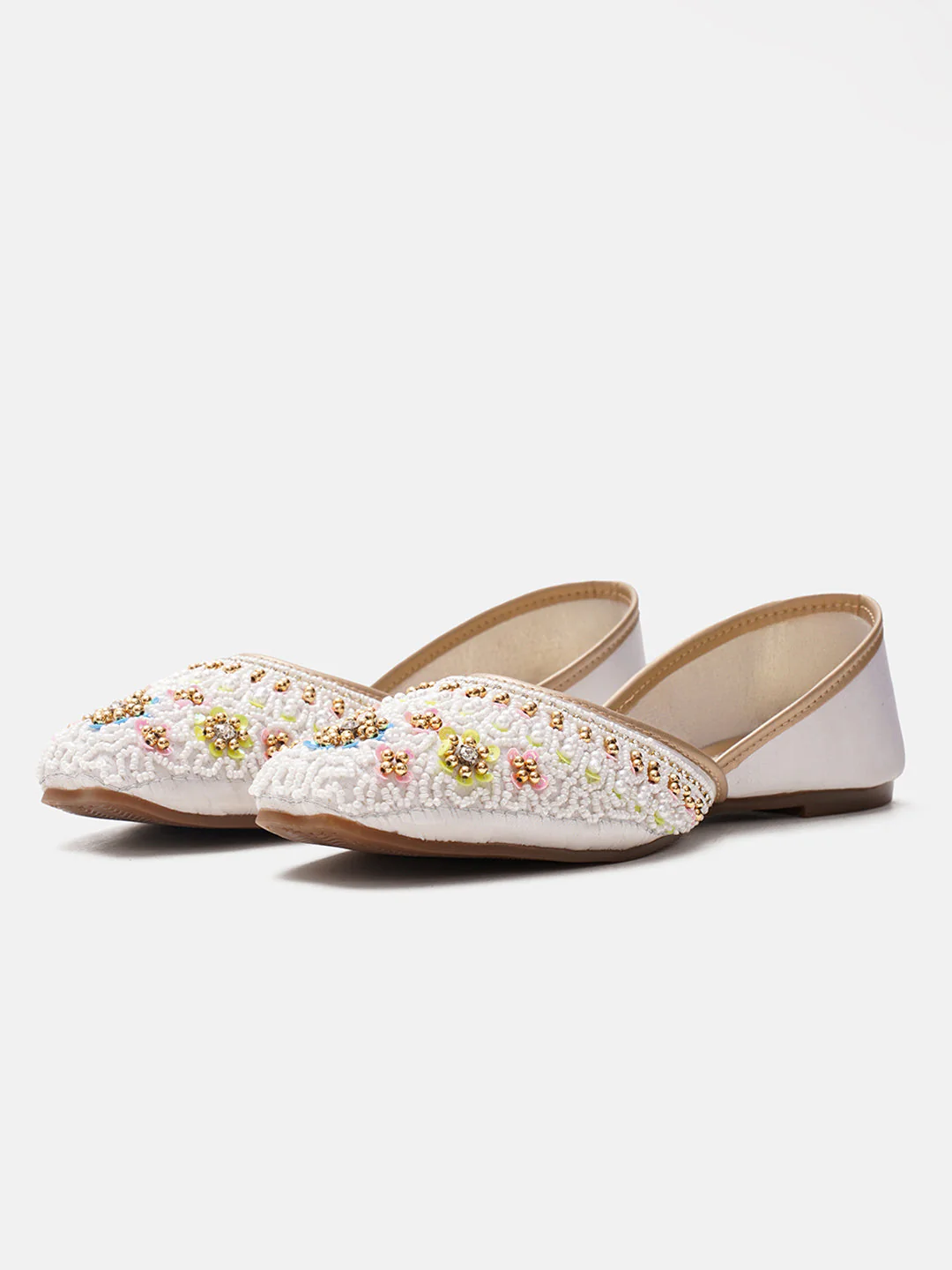 JM Looks Floral Embroidered Beaded Jutti - Image 16
