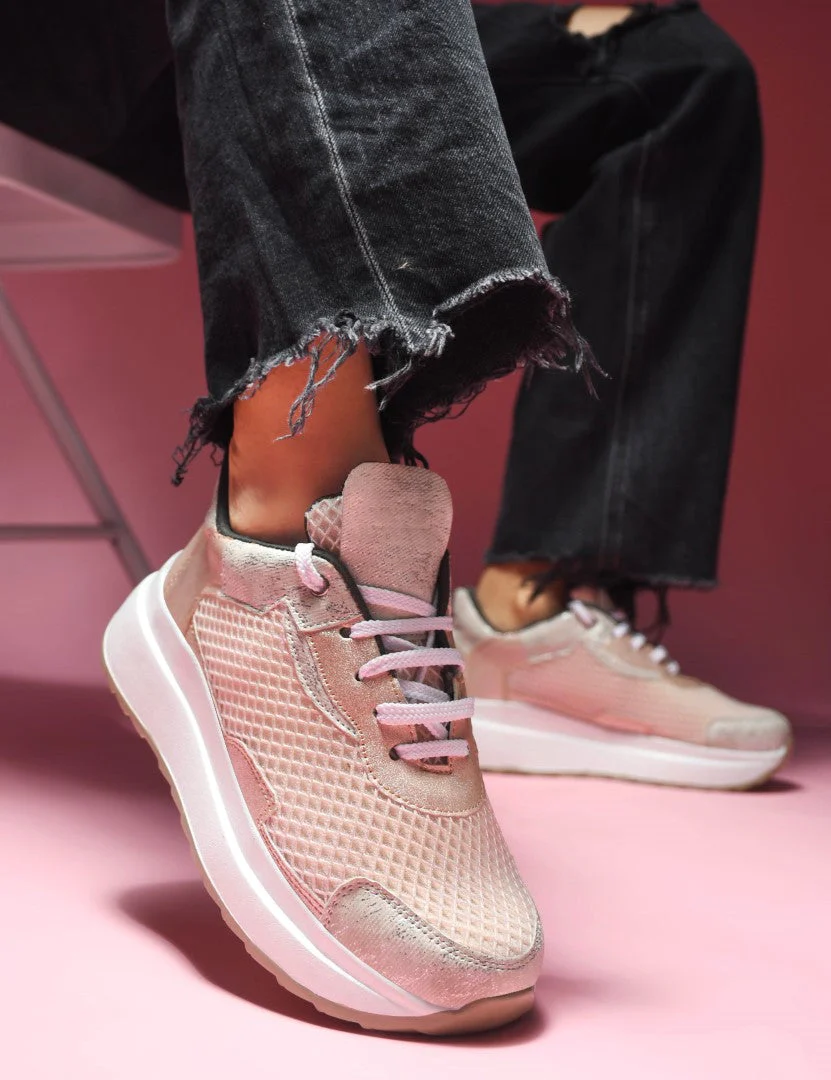 Jm Looks Mesh Panel Chunky Sole Sneakers - Image 7