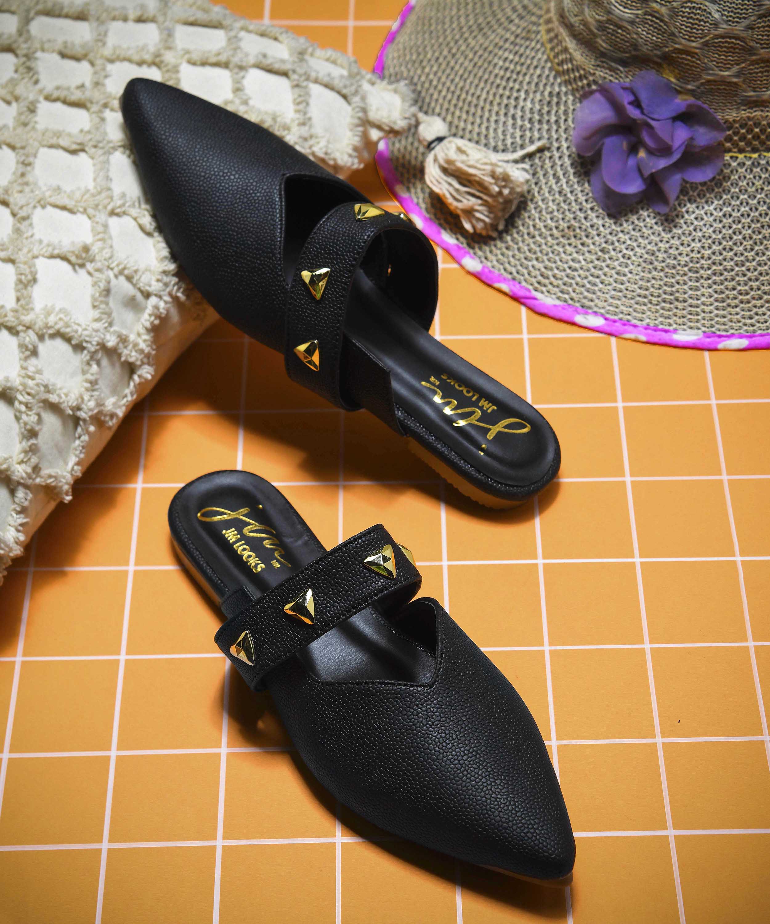 Pointed-Toe Mules with Studded Strap Detail - Image 7