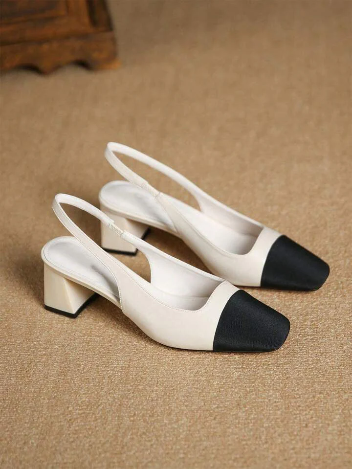 Slingback multi color block heels