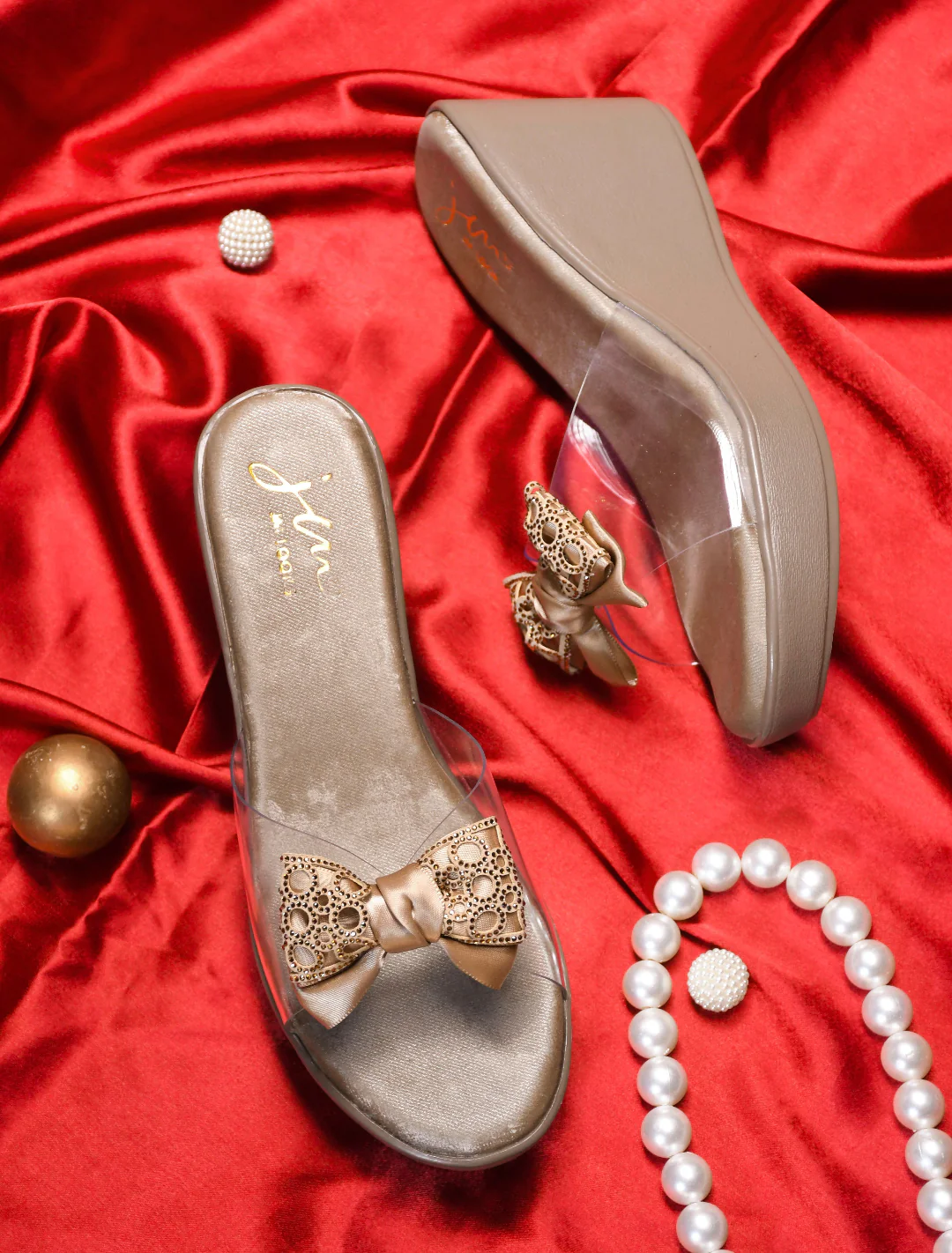 Jm Looks Embellished Bow Wedge Platform Sandals - Image 4